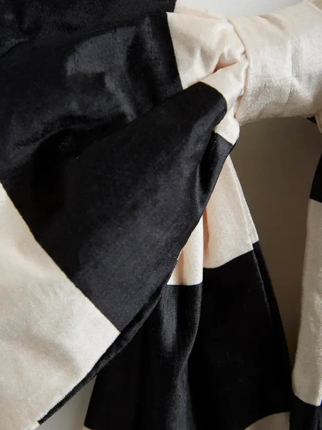 black white velvet stripe bow decoration