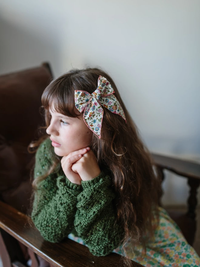 girl wearing Liberty Hair Bow in her hair 