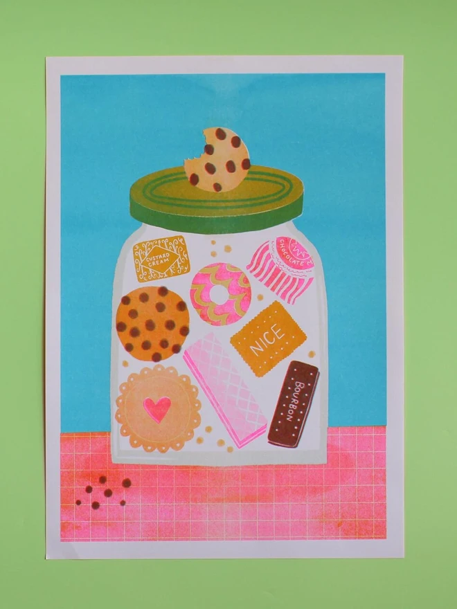 A4 Biscuit Jar Risograph Print