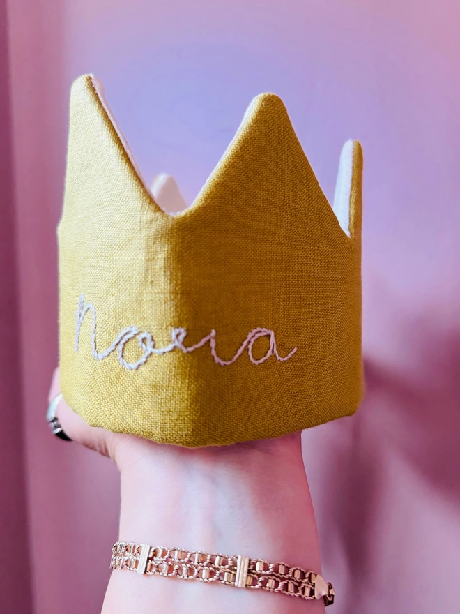 Yellow crown fabric crown birthday crown handmade crown gold crown 