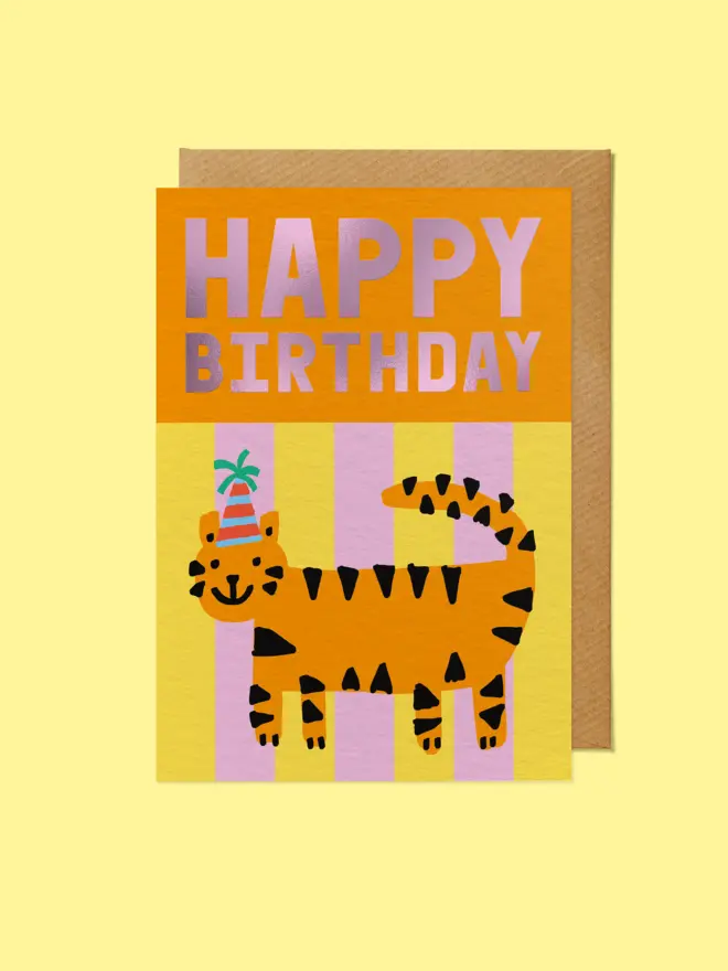 Cute Birthday Card - Party Hat Tiger