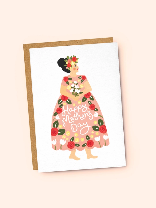 pink dress mothers day card