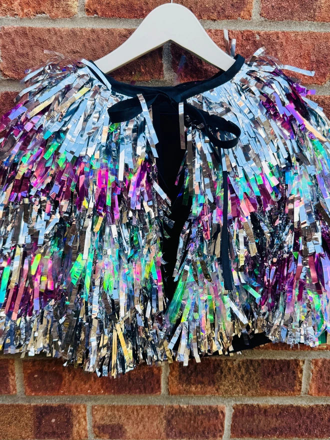 Tinsel cape festival cape festival jacket festival fashion bestival Glastonbury cape tinsel cape glitter cape