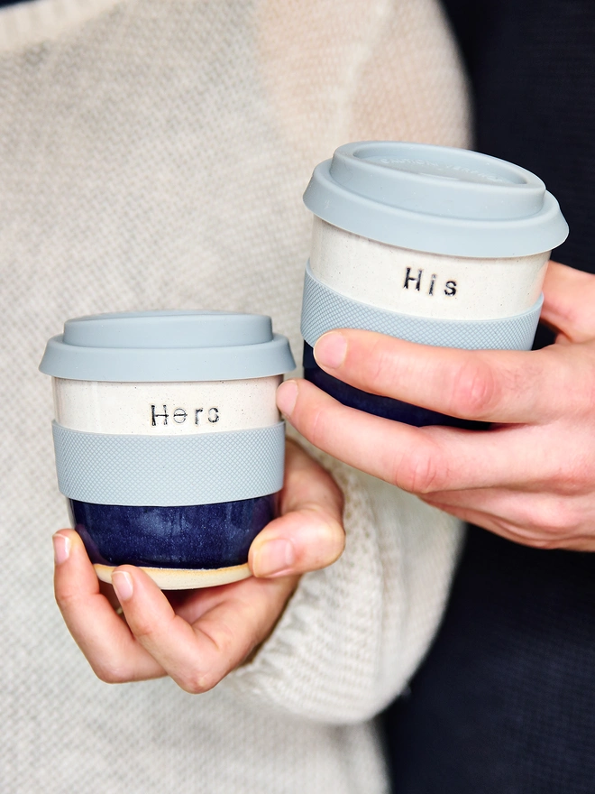his and hers personalised ceramic travel mug