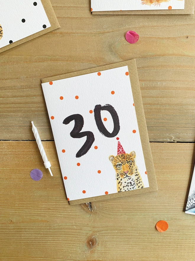 Leopard 30th Birthday Milestone Card 