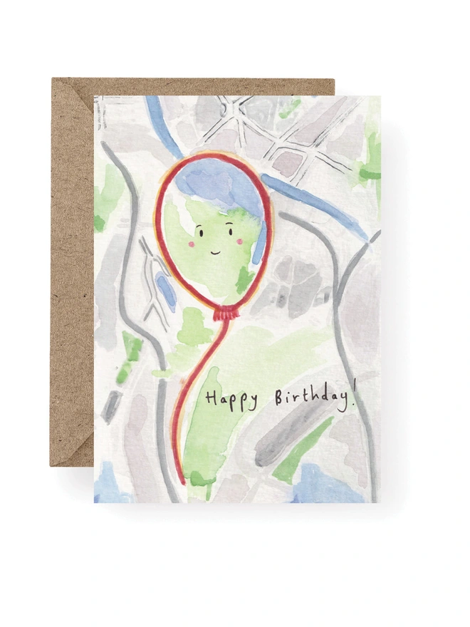 Strava Art Birthday Balloon Card 