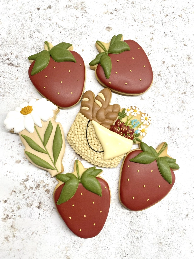 summer picnic strawberry iced biscuits