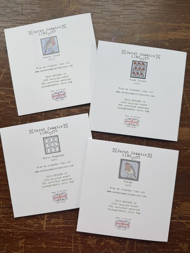 backs of winter cards