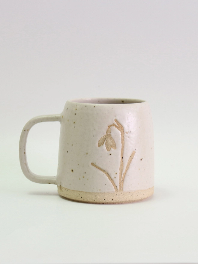 Close up of snowdrop mug details