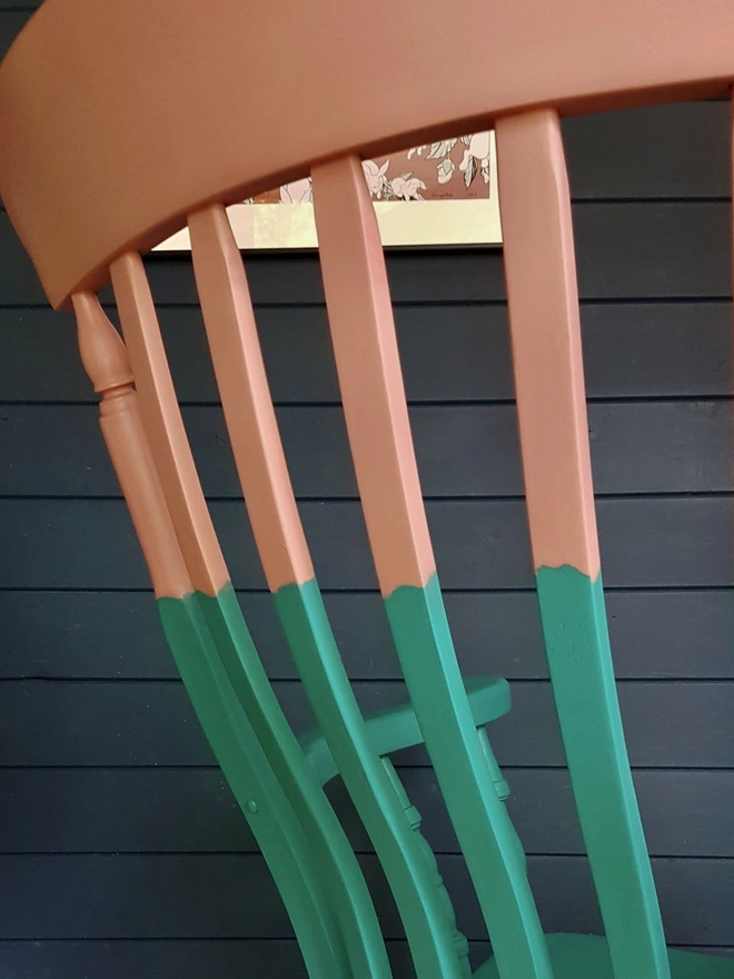  Painted Wooden Rocking Chair Teal And Pink