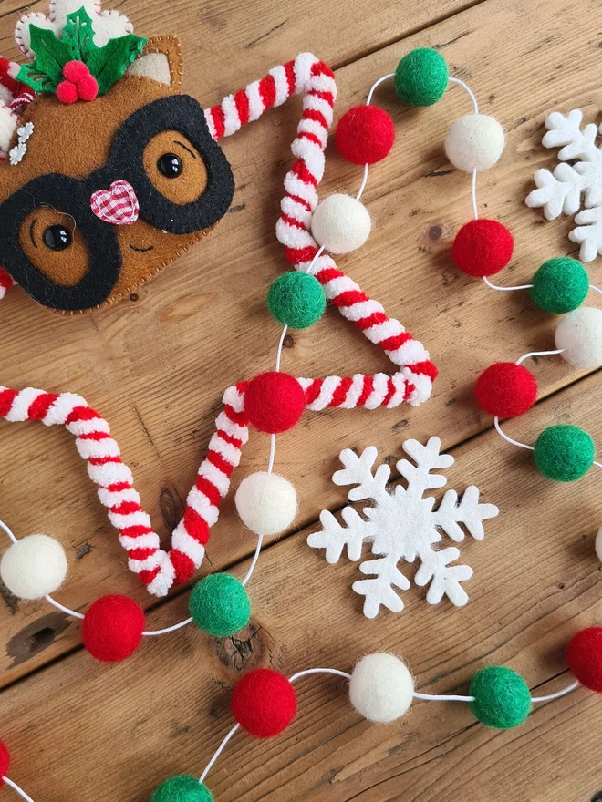 Traditional Christmas Pom Pom Garland