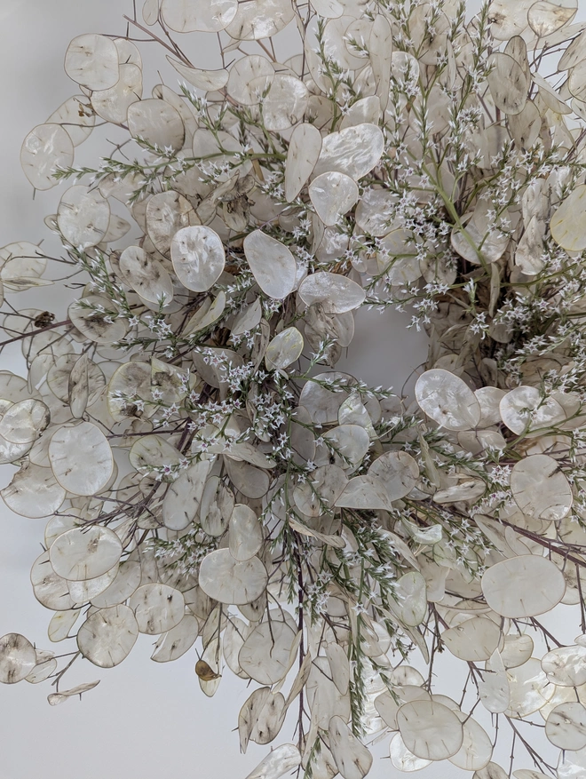 lunaria and statice everlasting wreath