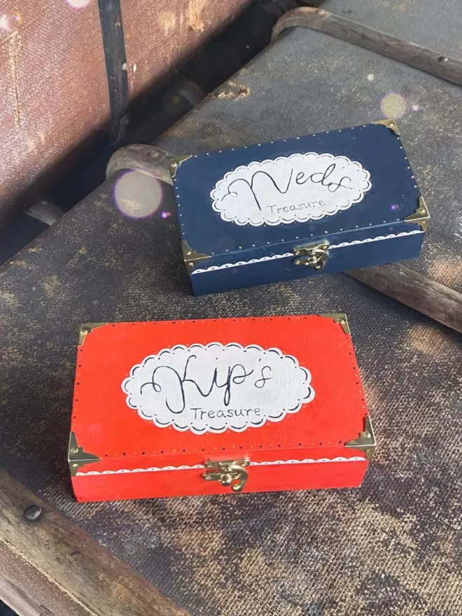 Treasure Boxes in Red and Navy