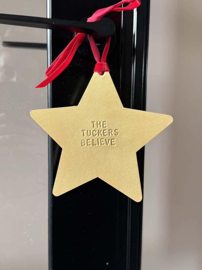 Leather Star Tree Topper Gold