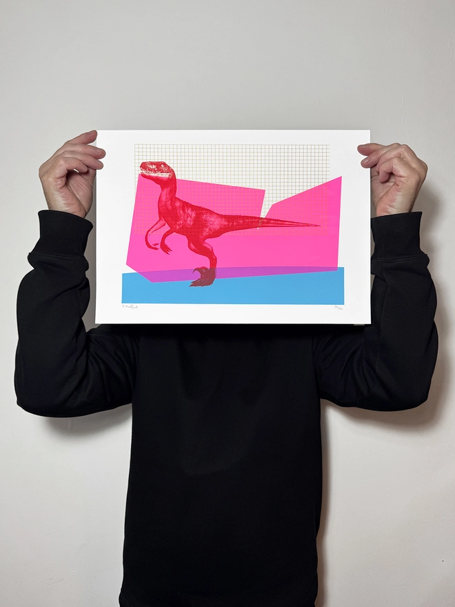 Rave Raptor_A3 Screen Printed Poster_Holly and Co_main image