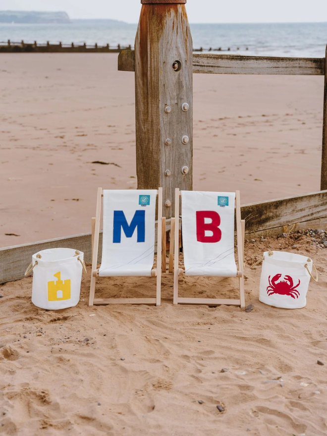 personalised kids initial deckchair