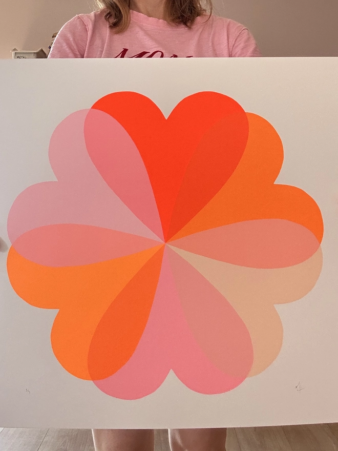 Hearts and Flowers Screen Print by Hannah Carvell