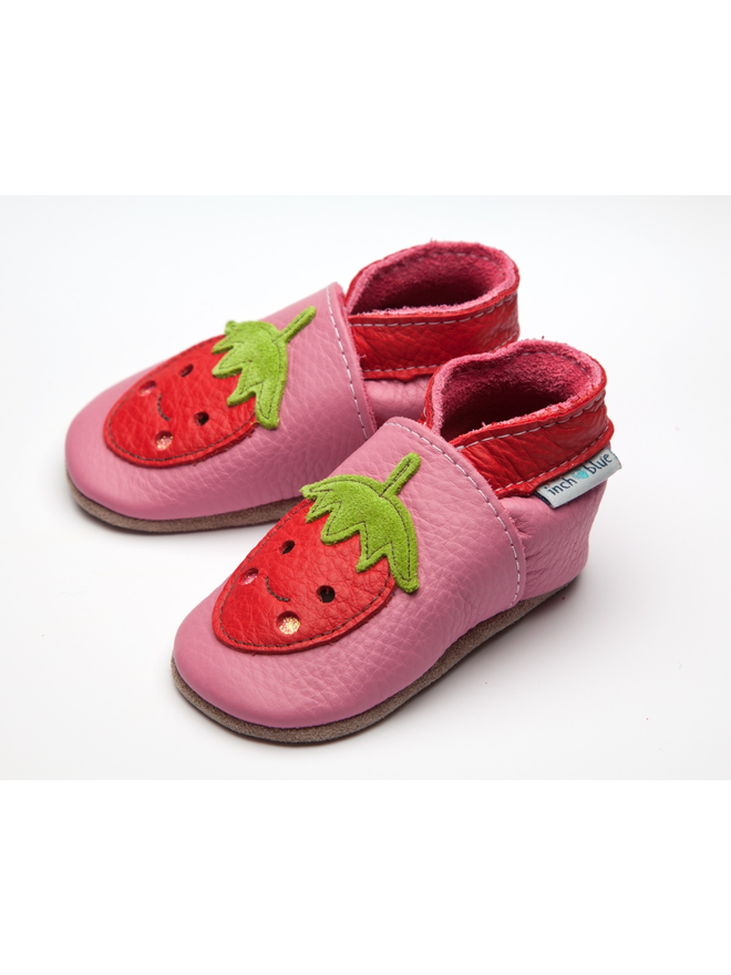 pink strawberry baby shoes