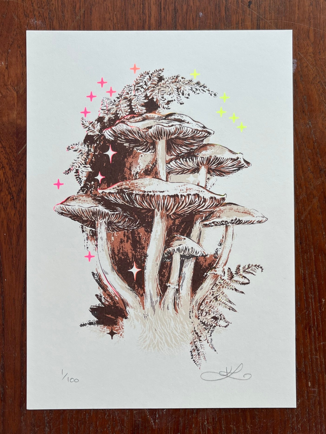 'Shady' Mushroom Screenprint