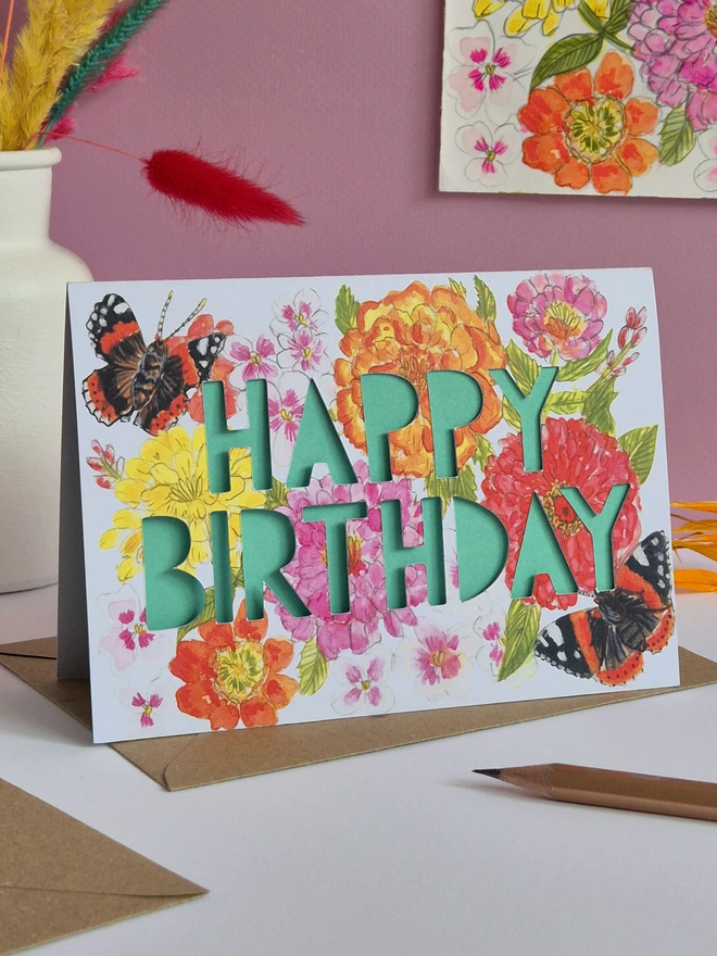 Red Admiral Butterfly Card 