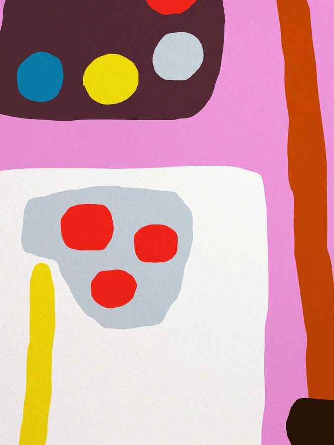 fine artist giclee print in bright pink up close shot