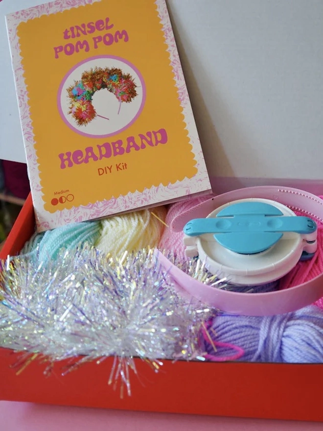 Pastel Iridescent Tinsel Pom Pom Headband Kit