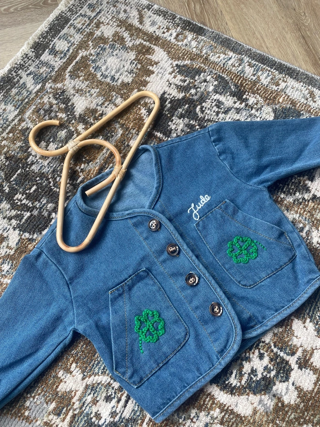 kids personalised denim jacket 