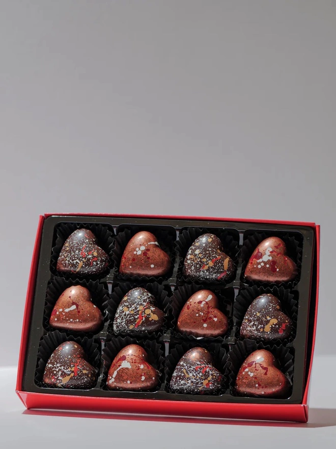 Heart truffle gallery pack of 12, on a white background. 