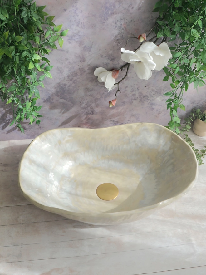 Bathroom basin, bathroom sink, ceramic basin, ceramic sink, handcrafted basin Jenny Hopps Pottery, Bathroom decor, luxury bathroom, Bespoke Basin
