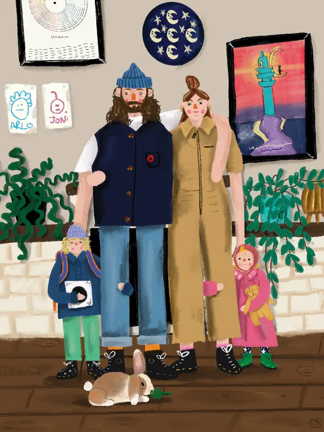 custom illustrated family portrait