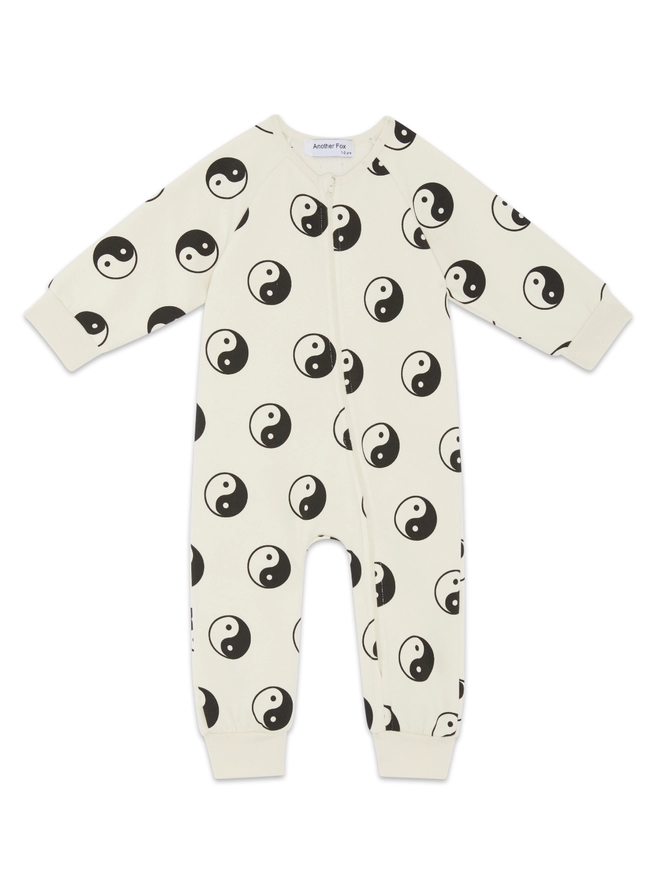 Another Fox Another Fox Yin Yang Baby Sleepsuit seen against a white background.