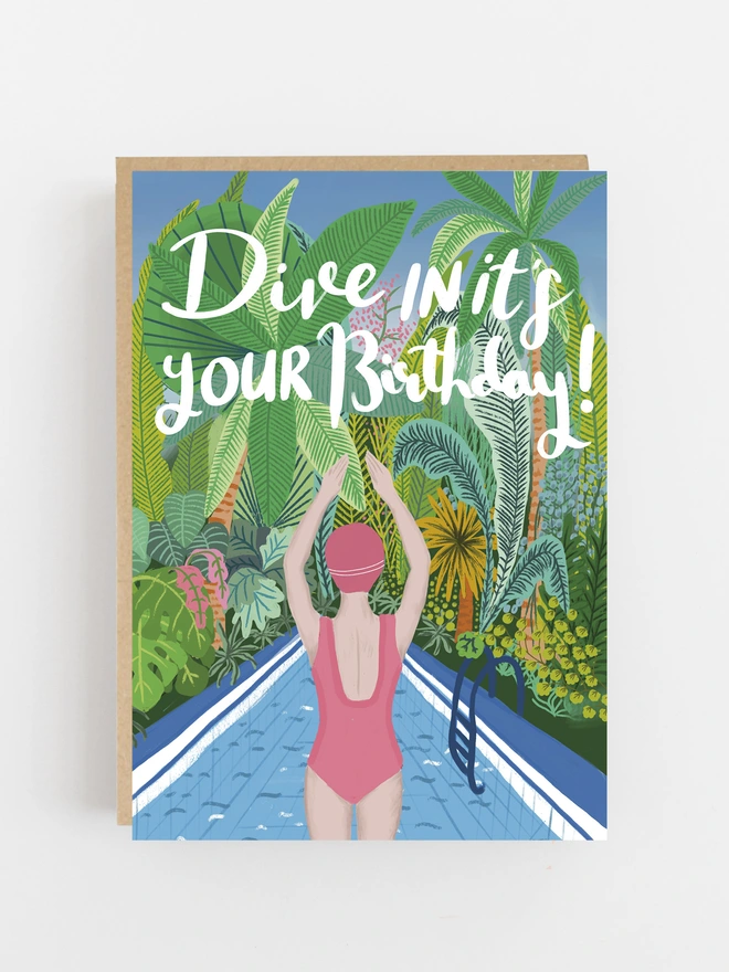 swimmer birthday card