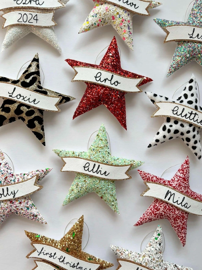 Personalised glitter ornaments