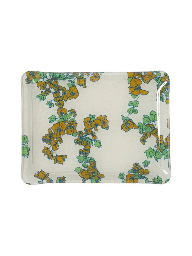 Acrylic Midi Tray, a colourful and patterned tray sitting on a white surface. 