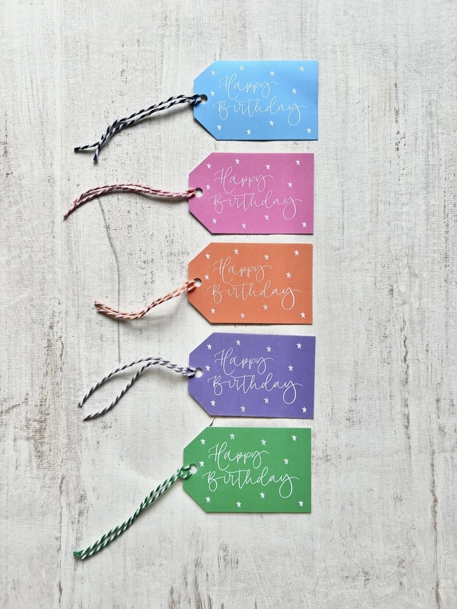 Colourful Happy Birthday Gift Tags