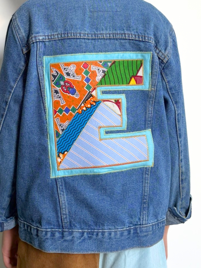 Monogrammed upcycled denim jacket