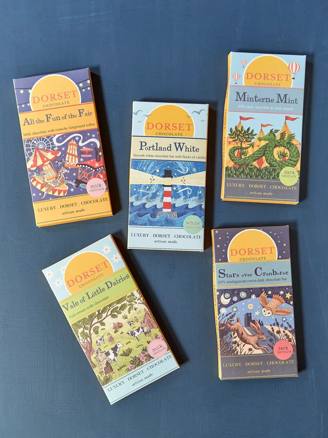 selection of all 5 dorset chocolate bars