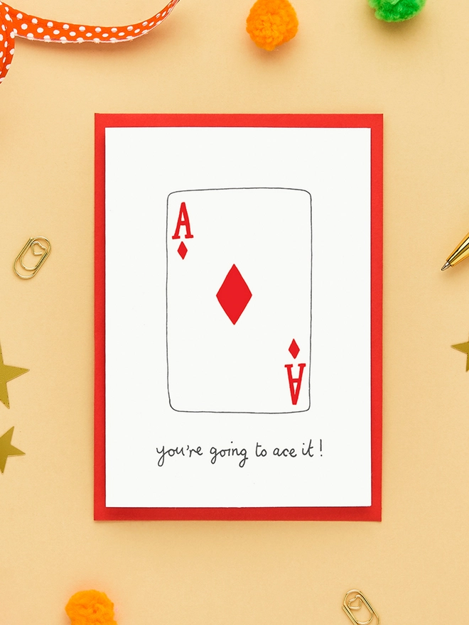 Good Luck Card Featuring an Ace of Diamoonds