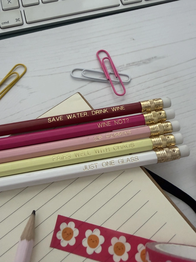 Wine Lovers Set of 5 HB Pencils