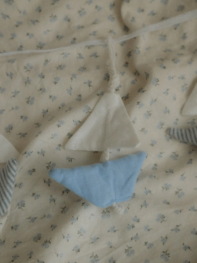 Sailboat Garland, Boat Bunting, Ocean Theme Wall Hanging, Sailing Ship Garland,