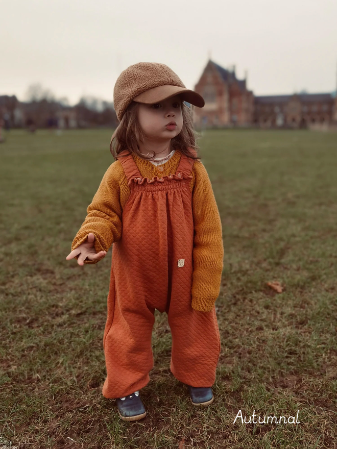 kids quilted dungarees autumnal