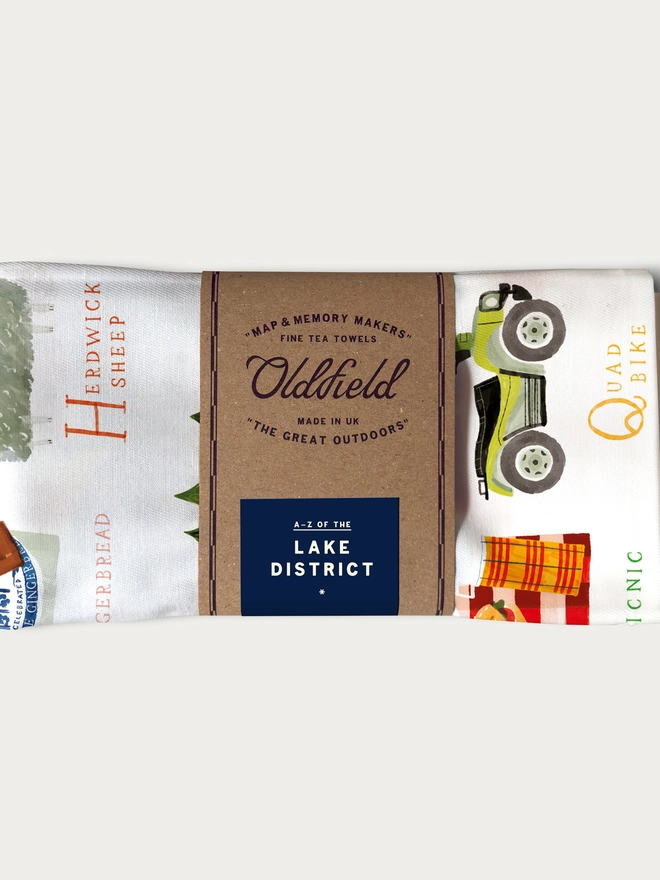 A-Z Lake District Tea Towel Folded and Packaged