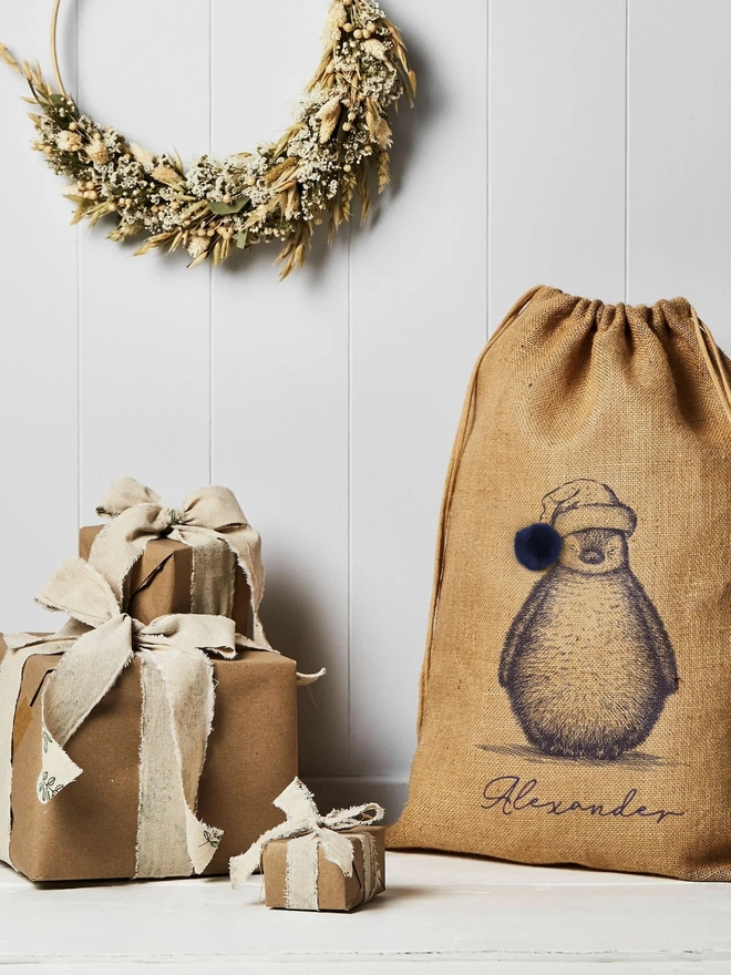 Personalised Christmas Sack, Large, Penguin