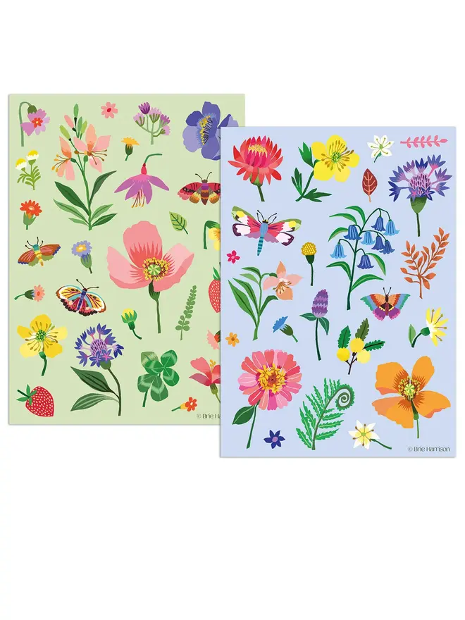 illustrated garden flower sticker pack