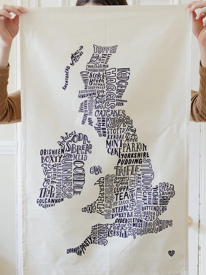 British food Typographic tea towel 