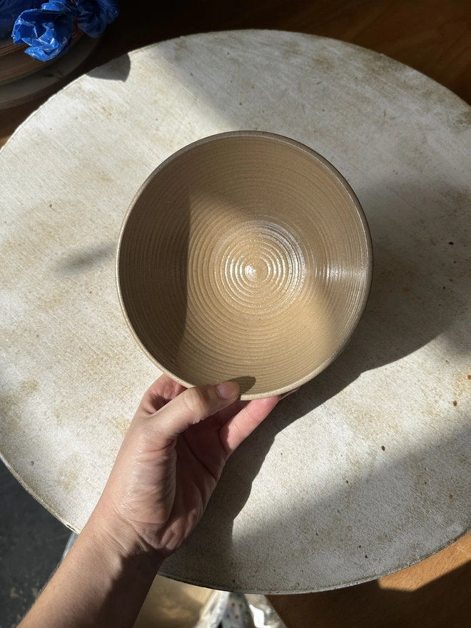 Beige ridged bowl