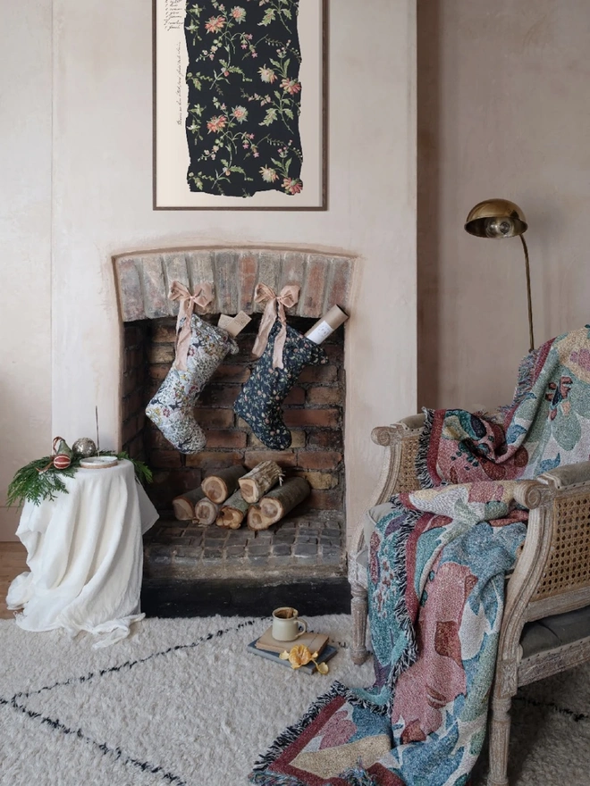 Midnight Blooms Christmas Stocking