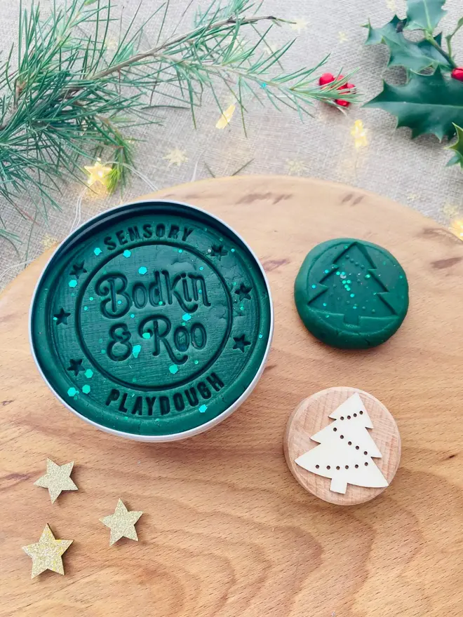 Christmas Tree Green Glitter Playdough