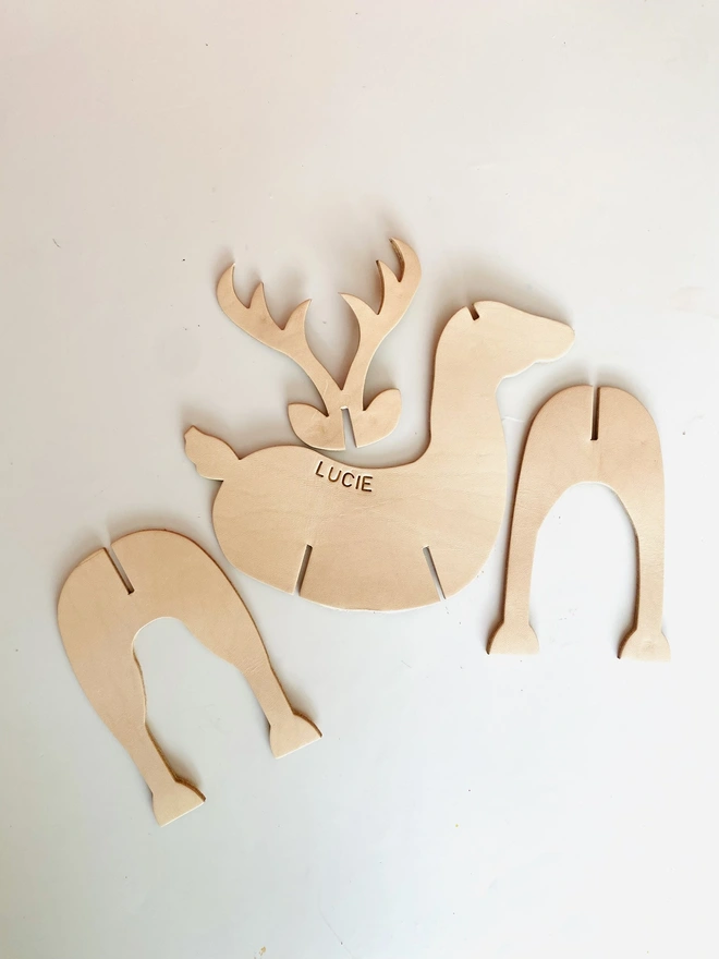 Personalised Christmas decorated leather reindeer