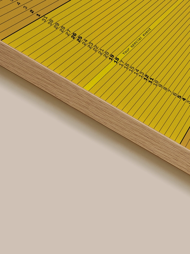 Closeup of Sundial Personalised Date Poster showing chosen date with a note